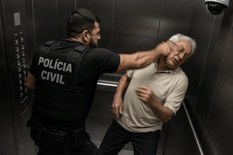 Policial Civil agride idoso em elevador: Imagens fortes geram revolta